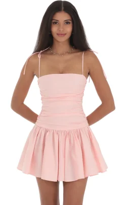 LUCY IN THE SKY Mini Dresses^Ruched Fit And Flare Dress In Pink