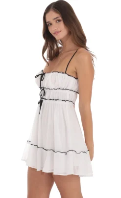 LUCY IN THE SKY Mini Dresses^Ruched Front Ties Fit And Flare Dress In White