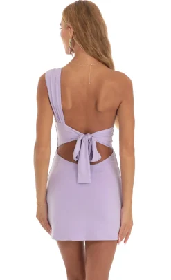 LUCY IN THE SKY Mini Dresses^Ruched One Shoulder Mini Dress In Purple