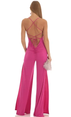 LUCY IN THE SKY Jumpsuits^Ruched Sweetheart Bust Slit Jumpsuit In Fuchsia