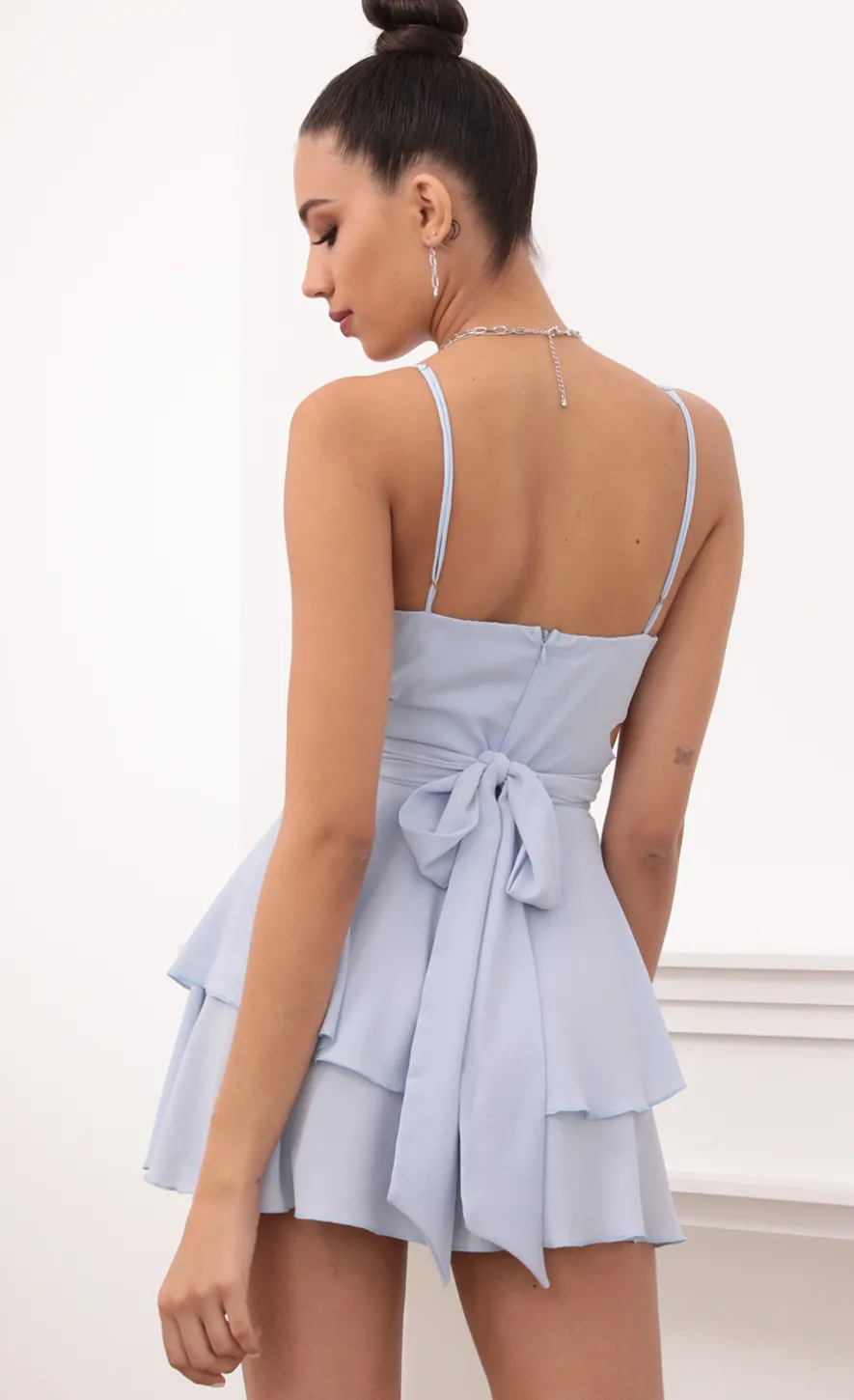LUCY IN THE SKY Rompers^Ruffle Baby Doll Romper In Light Blue