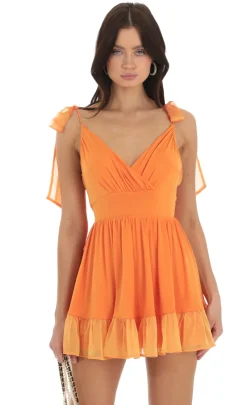 LUCY IN THE SKY Mini Dresses^Ruffle Dress In Orange