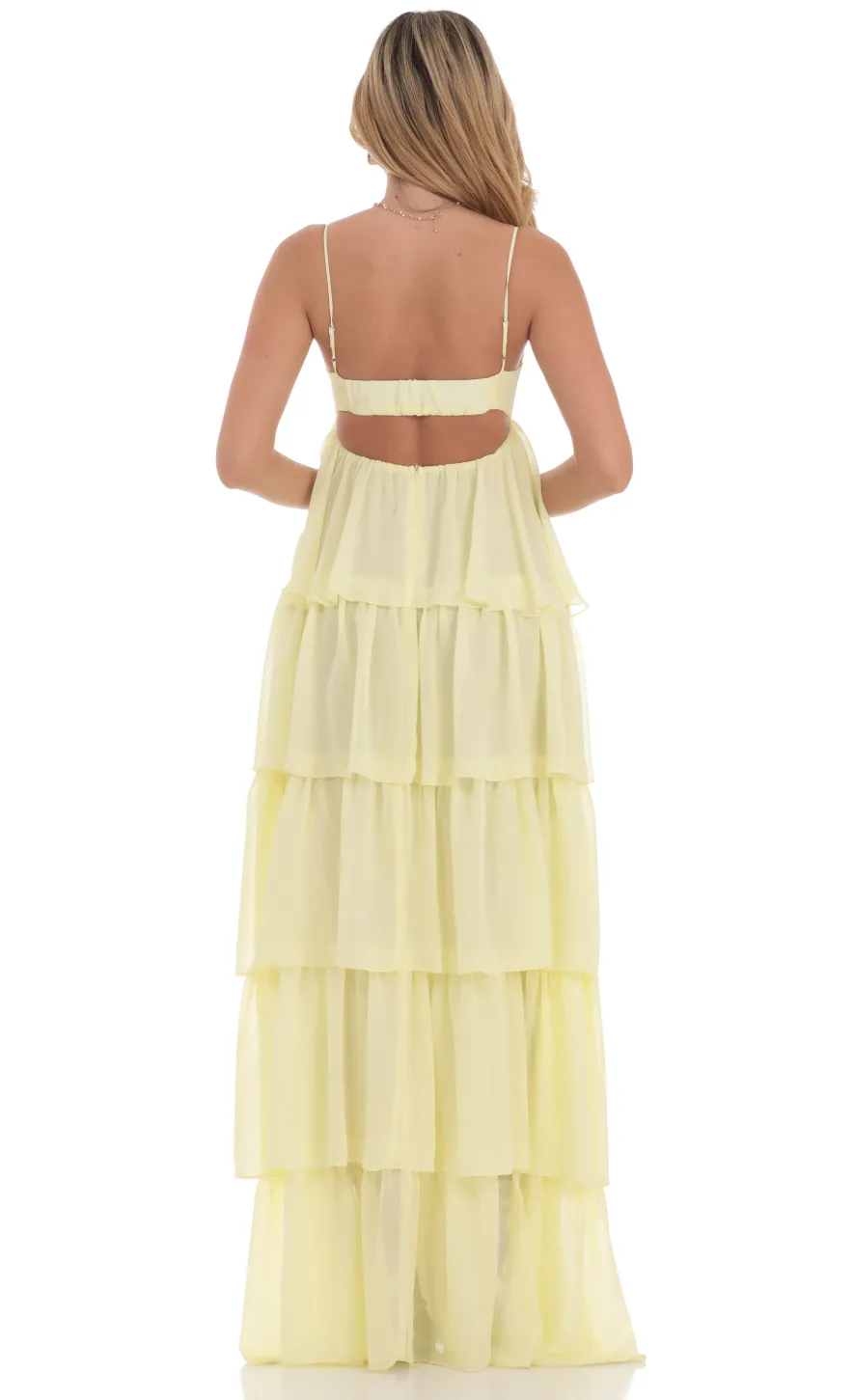 LUCY IN THE SKY Maxi Dresses^Ruffle Front Tie Maxi Dress In Yellow