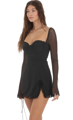LUCY IN THE SKY Mini Dresses^Ruffle Long Sleeve Dress In Black