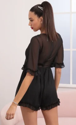 LUCY IN THE SKY Rompers^Ruffle Romper In Black