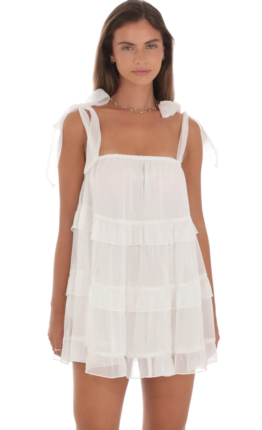 LUCY IN THE SKY Mini Dresses^Ruffle Shift Dress In White