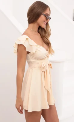 LUCY IN THE SKY Mini Dresses^Ruffle Sleeve Dress In Desert