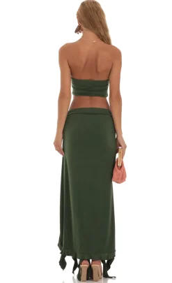 LUCY IN THE SKY Maxi Dresses|Tops^Ruffle Slit Two Piece Set In Green