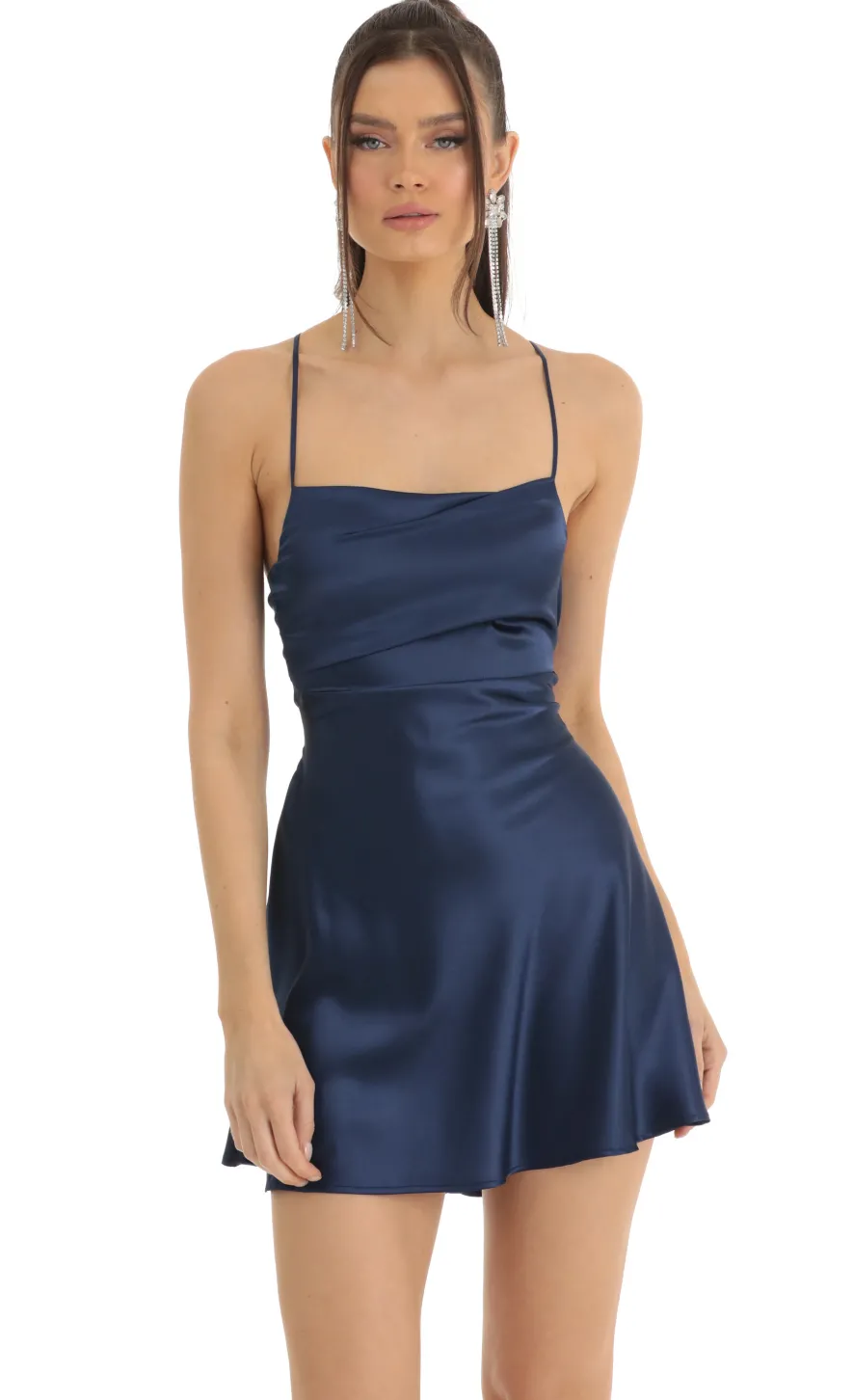 LUCY IN THE SKY Mini Dresses^Satin A-Line Dress In Blue