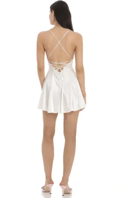 LUCY IN THE SKY Mini Dresses^Satin A-line Dress In White