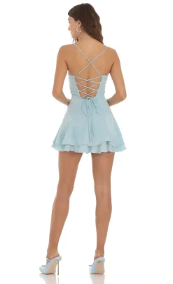 LUCY IN THE SKY Mini Dresses^Satin Corset Dress In Blue
