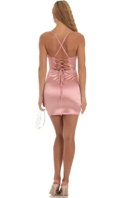 LUCY IN THE SKY Mini Dresses^Satin Corset Dress In Pink