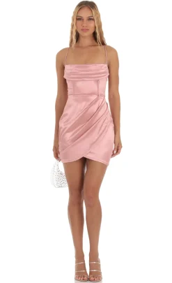 LUCY IN THE SKY Mini Dresses^Satin Corset Dress In Pink