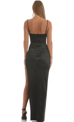 LUCY IN THE SKY Maxi Dresses^Satin Corset Maxi Dress In Black