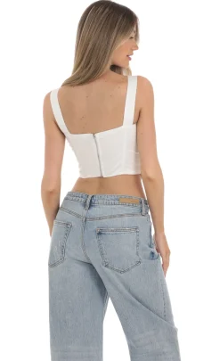 LUCY IN THE SKY Tops^Satin Corset Top In White