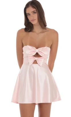 LUCY IN THE SKY Mini Dresses^Satin Double Bow Cutout Dress In Pink