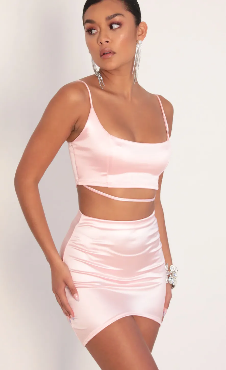 LUCY IN THE SKY Two-Piece Sets^Satin Edge Set In Light Pink