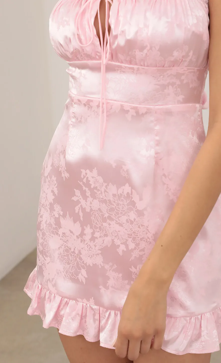 LUCY IN THE SKY Mini Dresses^Satin Floral Dress In Pink