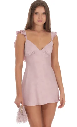 LUCY IN THE SKY Mini Dresses^Satin Floral Open Back Slip Dress In Lilac