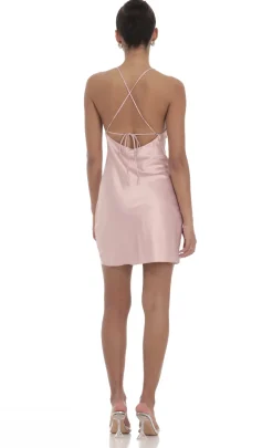 LUCY IN THE SKY Mini Dresses^Satin Halter Dress In Mauve