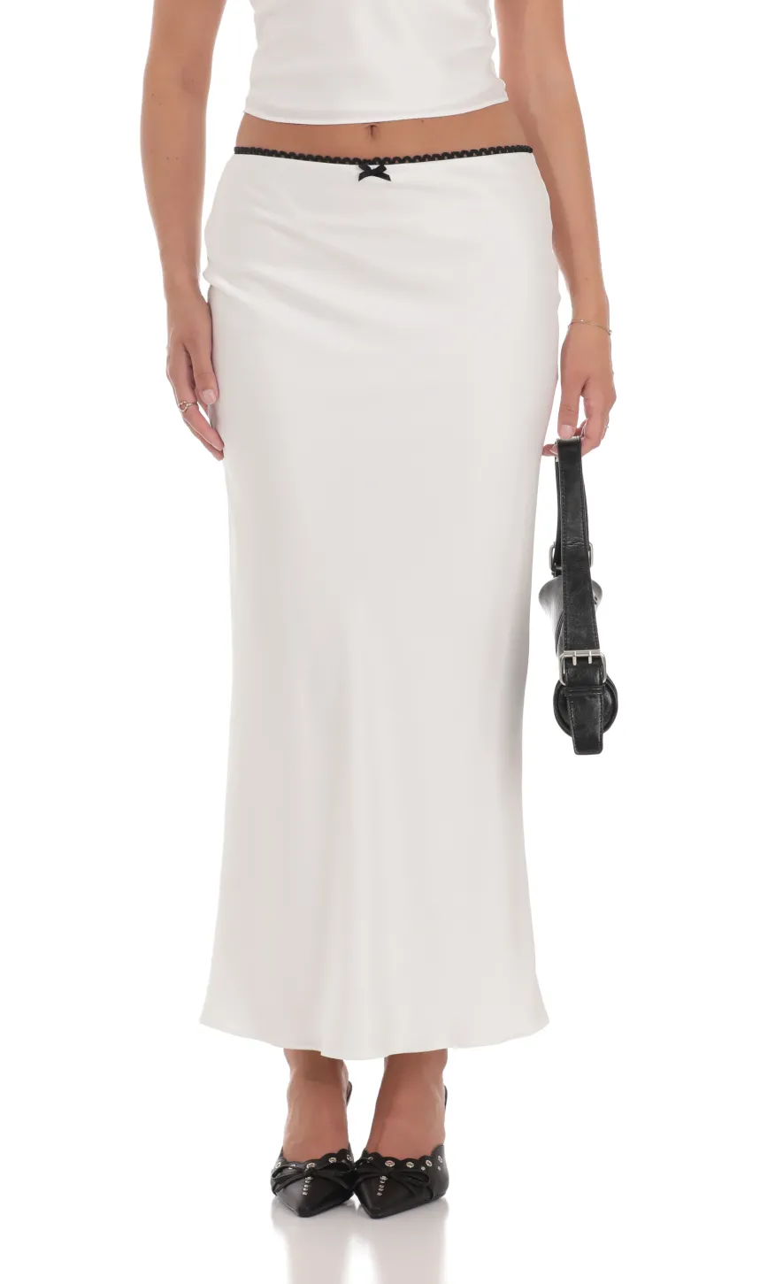 LUCY IN THE SKY Two-Piece Sets^Satin Lace Two Piece Maxi Set In White