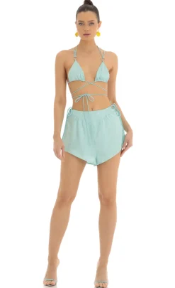 LUCY IN THE SKY Two-Piece Sets|Shorts^Satin Marble Two Piece Short Set In Blue