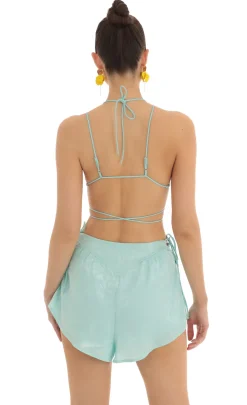 LUCY IN THE SKY Two-Piece Sets|Shorts^Satin Marble Two Piece Short Set In Blue