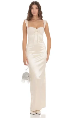 LUCY IN THE SKY Mini Dresses^Satin Maxi Dress In Ivory