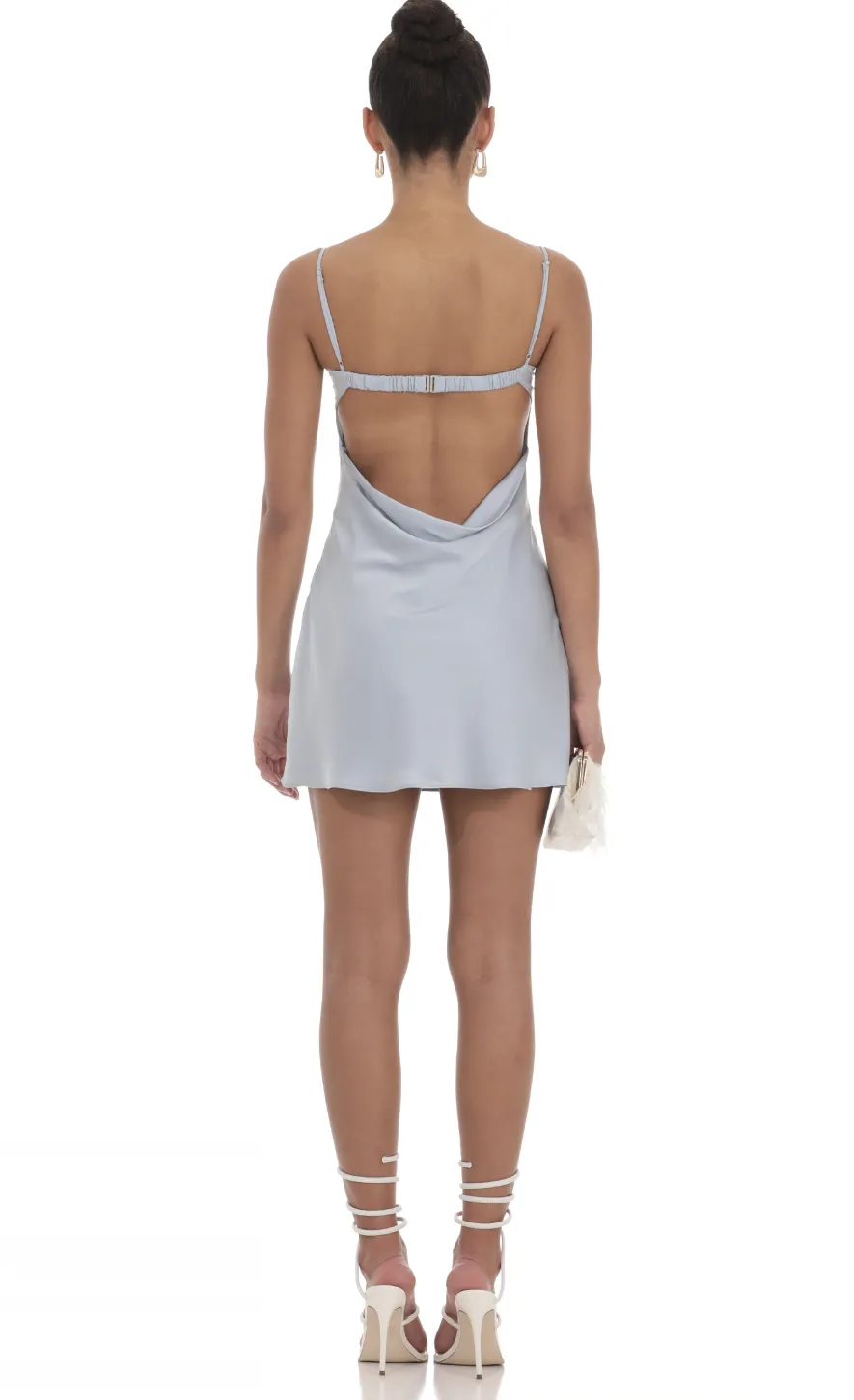 LUCY IN THE SKY Mini Dresses^Satin Open Back Dress In Blue