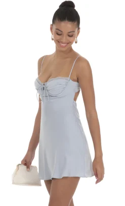 LUCY IN THE SKY Mini Dresses^Satin Open Back Dress In Blue