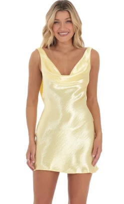 LUCY IN THE SKY Mini Dresses^Satin Open Back Dress In Yellow