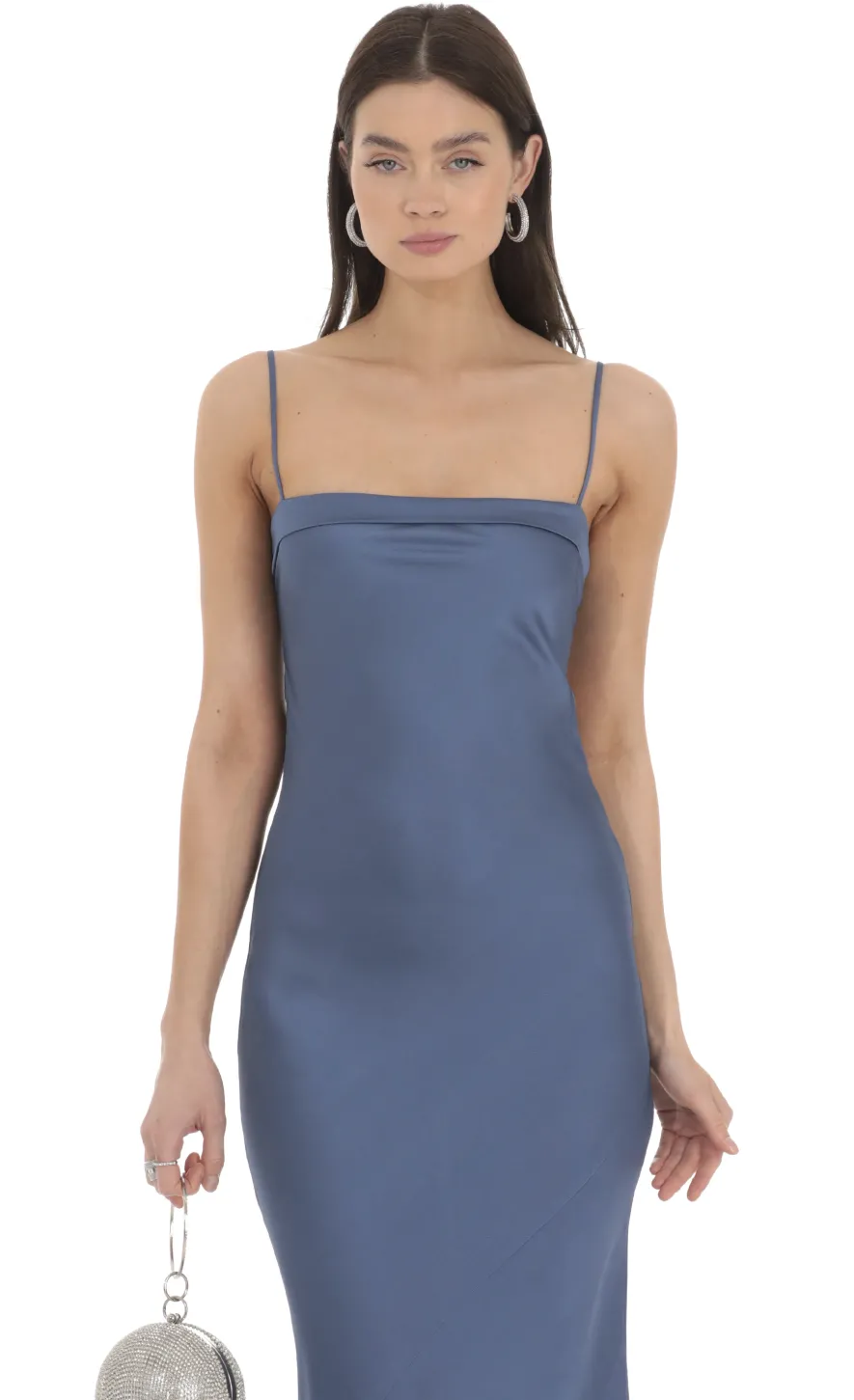 LUCY IN THE SKY Maxi Dresses^Satin Open Back Maxi Dress In Blue