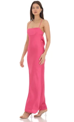 LUCY IN THE SKY Maxi Dresses^Satin Open Back Maxi Dress In Pink