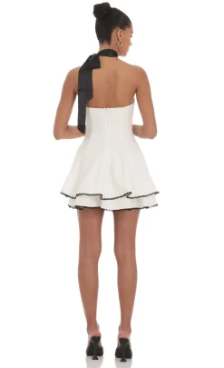 LUCY IN THE SKY Mini Dresses^Satin Scarf Strapless Dress In White