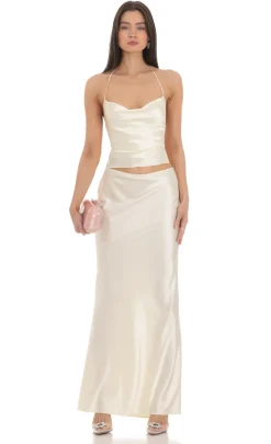 LUCY IN THE SKY Two-Piece Sets^Satin Slip Two Piece Set In Ivory