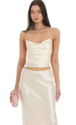 LUCY IN THE SKY Two-Piece Sets^Satin Slip Two Piece Set In Ivory