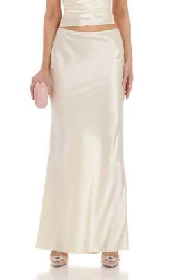LUCY IN THE SKY Two-Piece Sets^Satin Slip Two Piece Set In Ivory