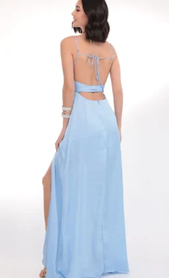 LUCY IN THE SKY Maxi Dresses^Satin Tie Maxi In Sky Blue