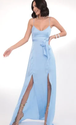 LUCY IN THE SKY Maxi Dresses^Satin Tie Maxi In Sky Blue