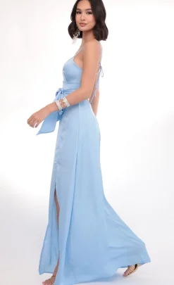 LUCY IN THE SKY Maxi Dresses^Satin Tie Maxi In Sky Blue