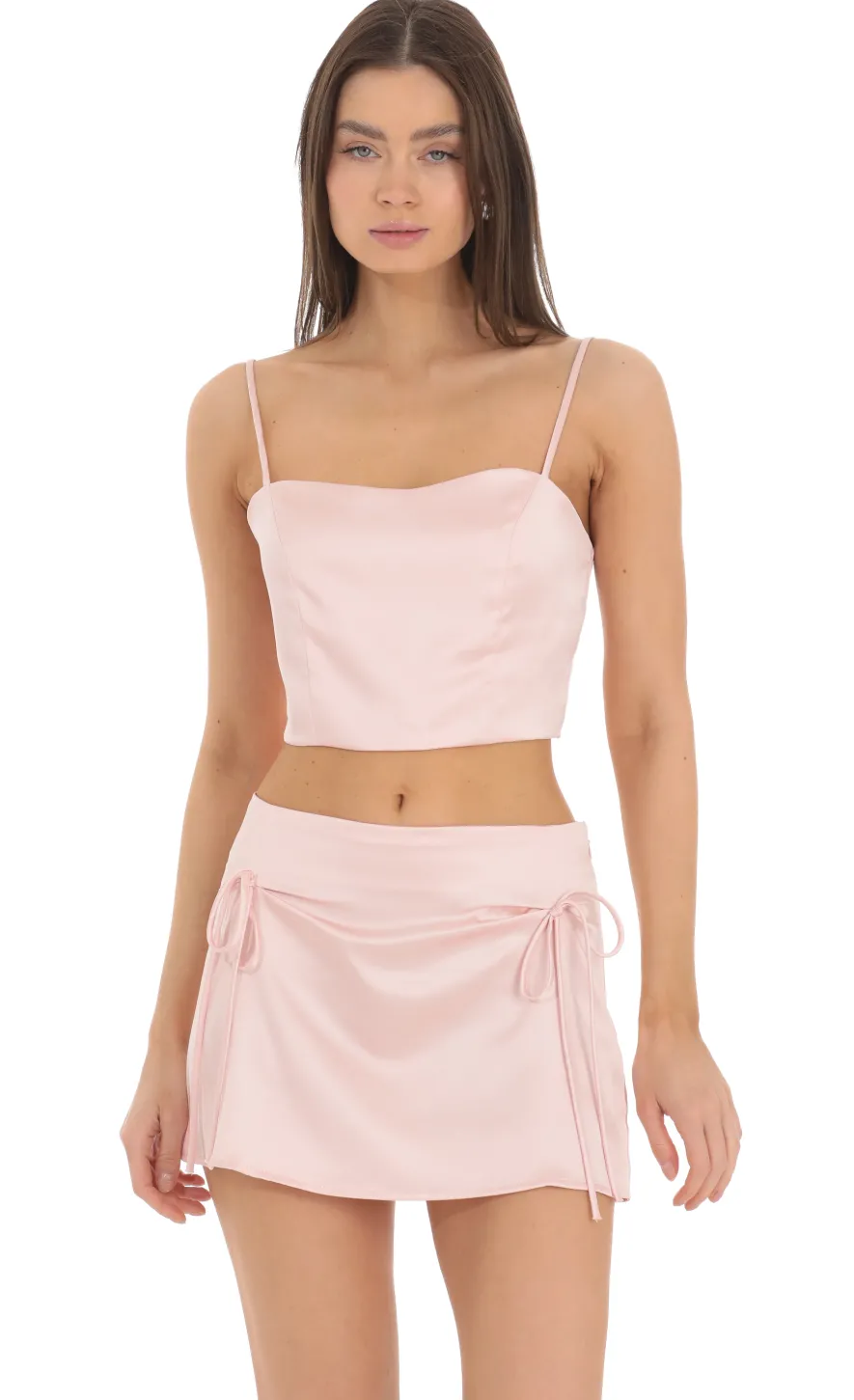 LUCY IN THE SKY Two-Piece Sets|Shorts^Satin Two Piece Set In Pink
