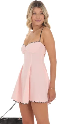 LUCY IN THE SKY Mini Dresses^Scallop Trim Fit And Flare Dress In Pink