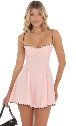 LUCY IN THE SKY Mini Dresses^Scallop Trim Fit And Flare Dress In Pink