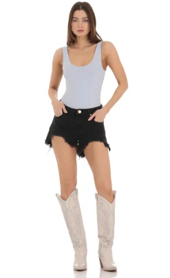 LUCY IN THE SKY Bodysuits^Scoop Neck Bodysuit In Ice Blue