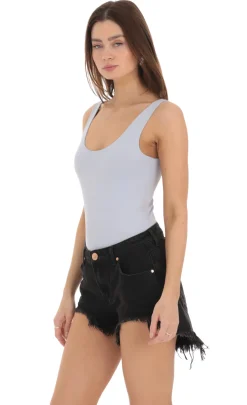 LUCY IN THE SKY Bodysuits^Scoop Neck Bodysuit In Ice Blue