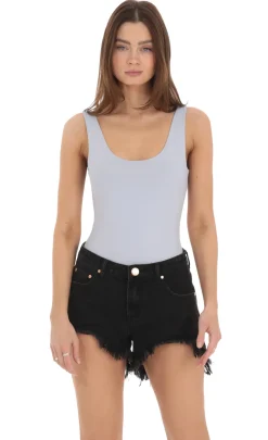 LUCY IN THE SKY Bodysuits^Scoop Neck Bodysuit In Ice Blue