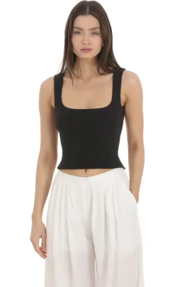 LUCY IN THE SKY Tops^Scoop Neck Open Back Top In Black