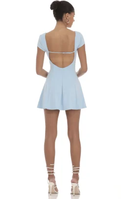LUCY IN THE SKY Mini Dresses^Scoop Neck Short Sleeve Dress In Blue