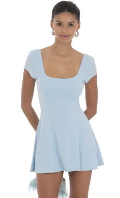 LUCY IN THE SKY Mini Dresses^Scoop Neck Short Sleeve Dress In Blue