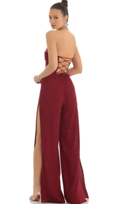 LUCY IN THE SKY Jumpsuits^Sequin Bust Crepe Jumpsuit In Red